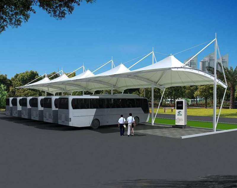 鋼膜結構汽車棚自行車棚施工方案詳解